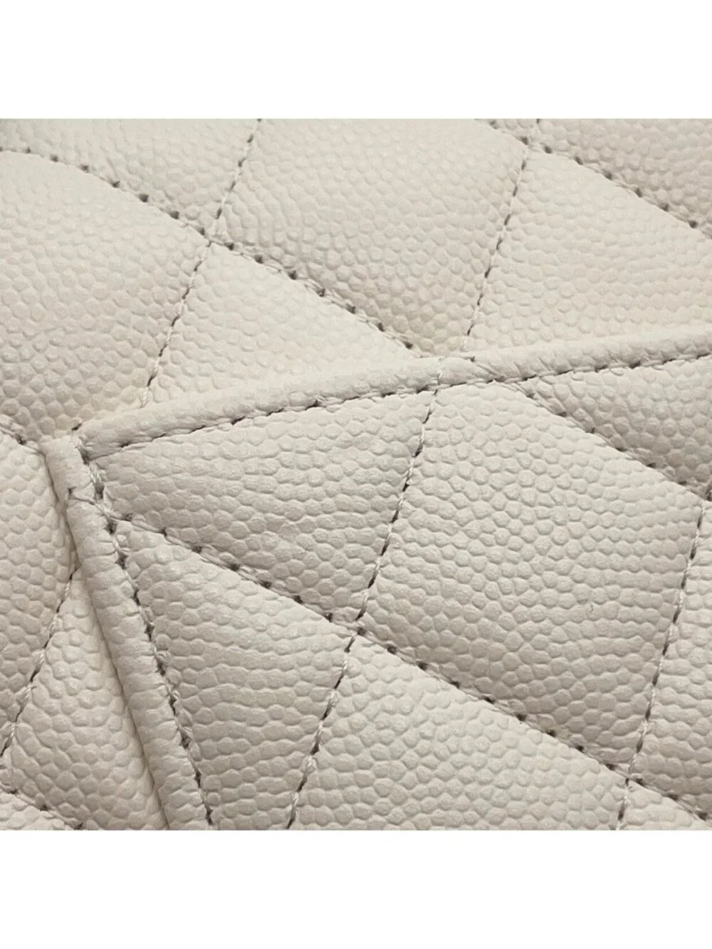 Chanel Chain Shoulder Bag Quilted 25 CC Logo Caviar Leather Double White